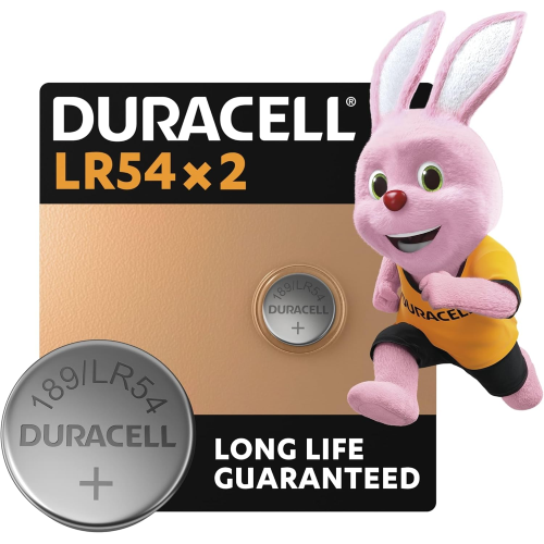 DURACELL LR54 (CONFEZIONE DA 2) BATTERIE ALCALINE SPECIALISTICHE DA 1,5 V (189/LR1130) – LUNGA DURATA GARANTITA – PILE PER L’UTILIZZO IN TERMOMETRI DIGITALI, CALCOLATRICI, OROLOGI DA POLSO