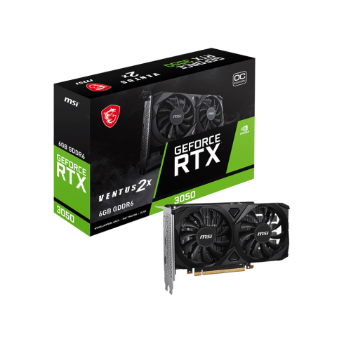 MSI VGA GEFORCE RTX 3050, RTX 3050 VENTUS 2X E 6G OC, 6GB GDRR6, HDMI*2/DP, ATX, DUAL FAN
