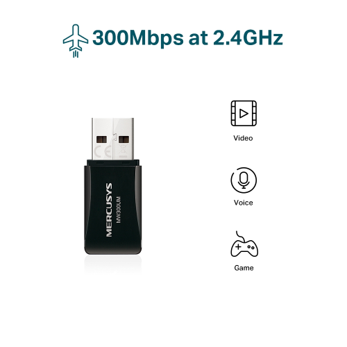 Mercusys Mini scheda Wireless N300 USB 2.4GHZ - MW300UM