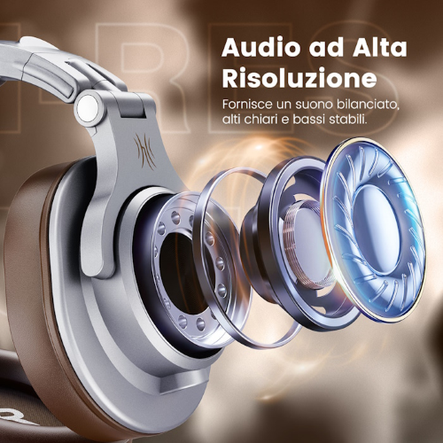 ONEODIO A71 HI-RES CUFFIE DJ CABLATE AUDIO STEREO SILVER/BROWN