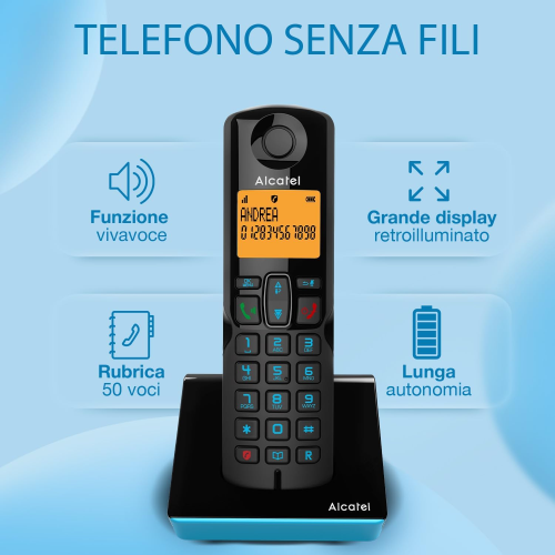 ALCATEL S280 - Telefono Fisso Cordless DECT - Design Compatto