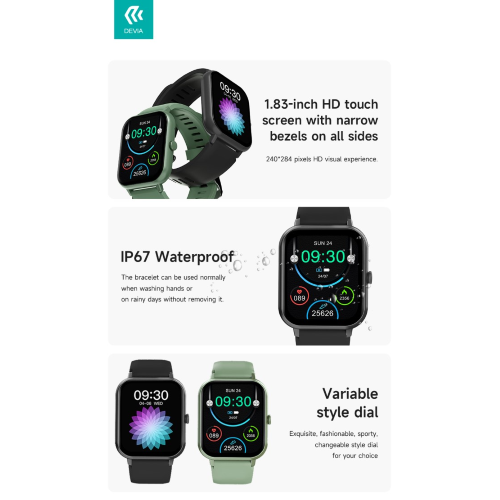 DEVIA SMART WATCH WT2 IP67 MODELLO ZL54C VERDE