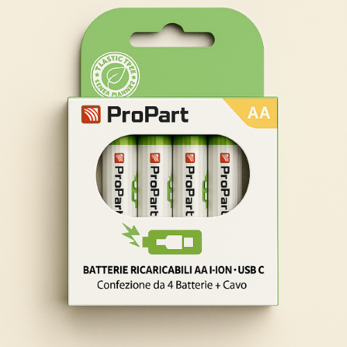 BATTERIE AA RICARICABILI USBC 1.5V 1250MAH - CONFEZIONE DA 4