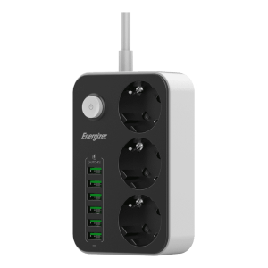 PRESA MULTIPLA ENERGIZER 3 SCHUKO + 6 USB A CON INTERRUTTORE