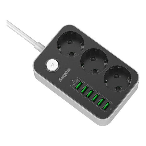 PRESA MULTIPLA ENERGIZER 3 SCHUKO + 6 USB A CON INTERRUTTORE