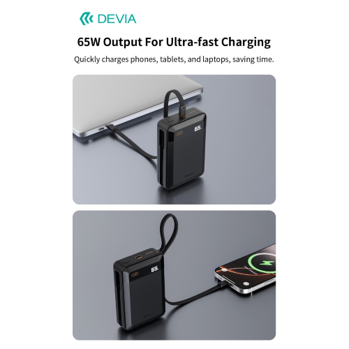POWER BANK ULTRA4 PD 65W CON CAVO INTEGRATO E DISPLAY DIGITALE 20000MAH