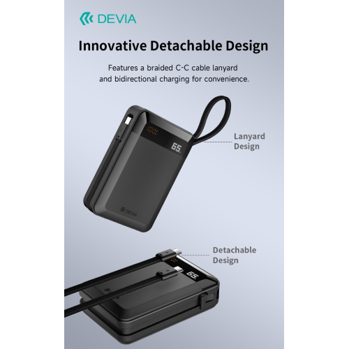 POWER BANK ULTRA4 PD 65W CON CAVO INTEGRATO E DISPLAY DIGITALE 20000MAH