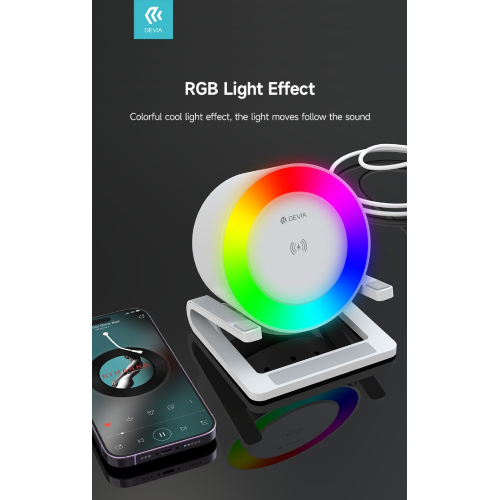 Supporto carica wireless luce RGB e cassa acustica bluetooth