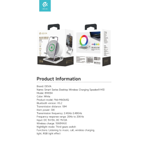 Supporto carica wireless luce RGB e cassa acustica bluetooth